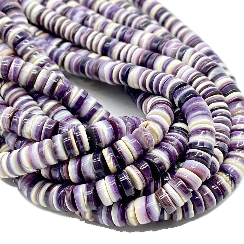 7934 ABCGEMS New England White-Lavender Wampum Shell Beads from